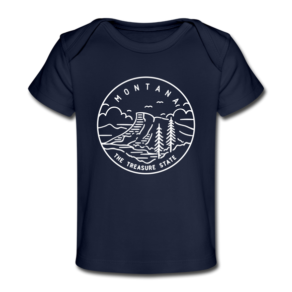 Montana Baby T-Shirt - Organic State Design Montana Infant T-Shirt - dark navy