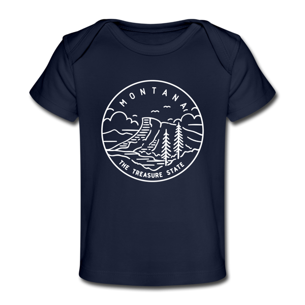 Montana Baby T-Shirt - Organic State Design Montana Infant T-Shirt - dark navy