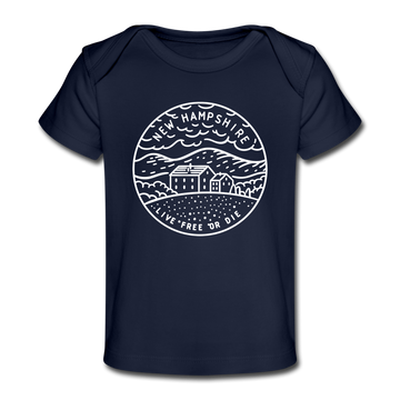 New Hampshire Baby T-Shirt - Organic State Design New Hampshire Infant T-Shirt - dark navy