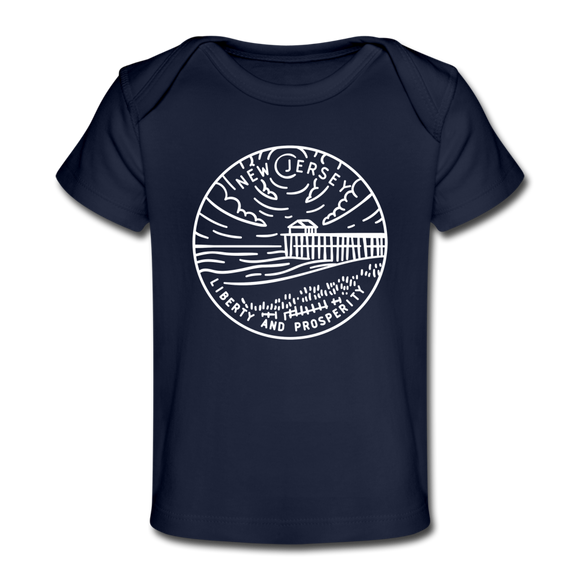 New Jersey Baby T-Shirt - Organic State Design New Jersey Infant T-Shirt - dark navy