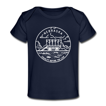Nebraska Baby T-Shirt - Organic State Design Nebraska Infant T-Shirt - dark navy