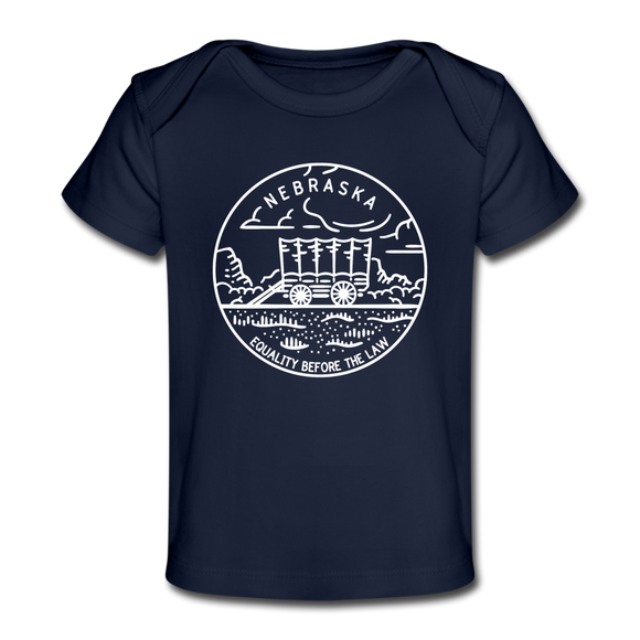 Nebraska Baby T-Shirt - Organic State Design Nebraska Infant T-Shirt - dark navy