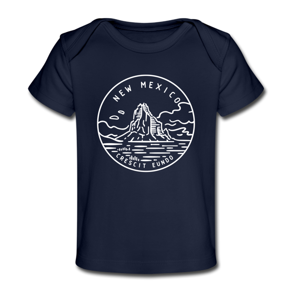 New Mexico Baby T-Shirt - Organic State Design New Mexico Infant T-Shirt - dark navy