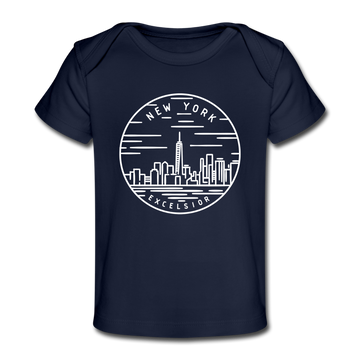 New York Baby T-Shirt - Organic State Design New York Infant T-Shirt - dark navy