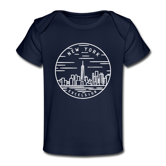 New York Baby T-Shirt - Organic State Design New York Infant T-Shirt - dark navy