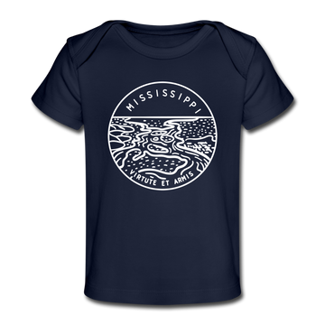 Mississippi Baby T-Shirt - Organic State Design Mississippi Infant T-Shirt - dark navy