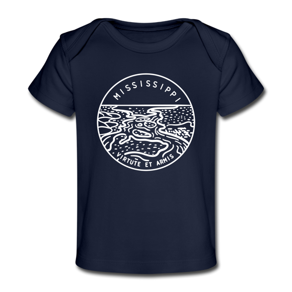 Mississippi Baby T-Shirt - Organic State Design Mississippi Infant T-Shirt - dark navy