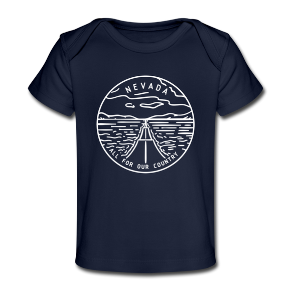 Nebraska Baby T-Shirt - Organic State Design Nebraska Infant T-Shirt - dark navy