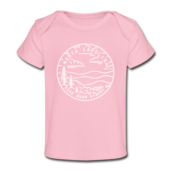 North Carolina Baby T-Shirt - Organic State Design North Carolina Infant T-Shirt - light pink