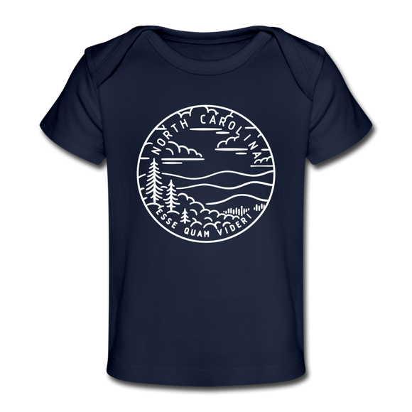 North Carolina Baby T-Shirt - Organic State Design North Carolina Infant T-Shirt - dark navy