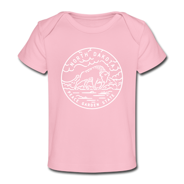 North Dakota Baby T-Shirt - Organic State Design North Dakota Infant T-Shirt - light pink