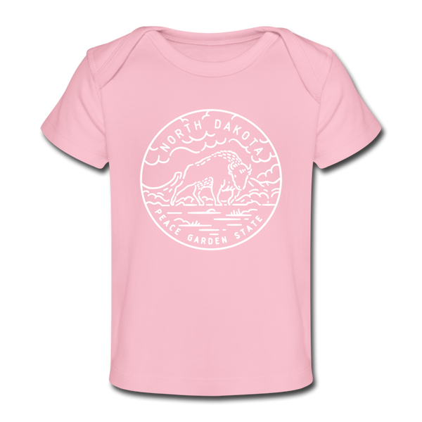 North Dakota Baby T-Shirt - Organic State Design North Dakota Infant T-Shirt - light pink