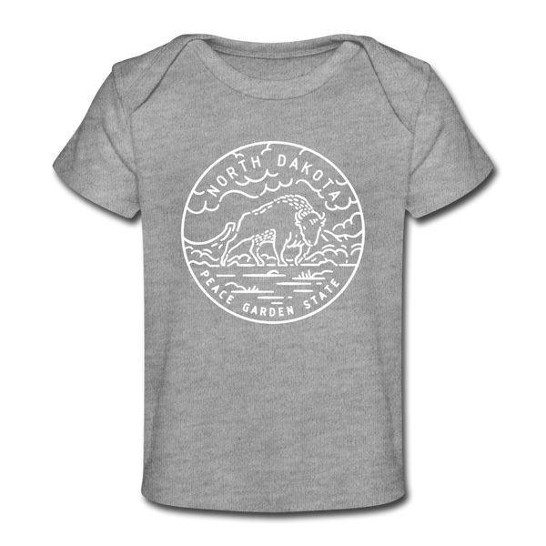 North Dakota Baby T-Shirt - Organic State Design North Dakota Infant T-Shirt - heather gray