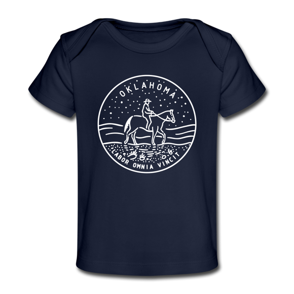 Oklahoma Baby T-Shirt - Organic State Design Oklahoma Infant T-Shirt - dark navy