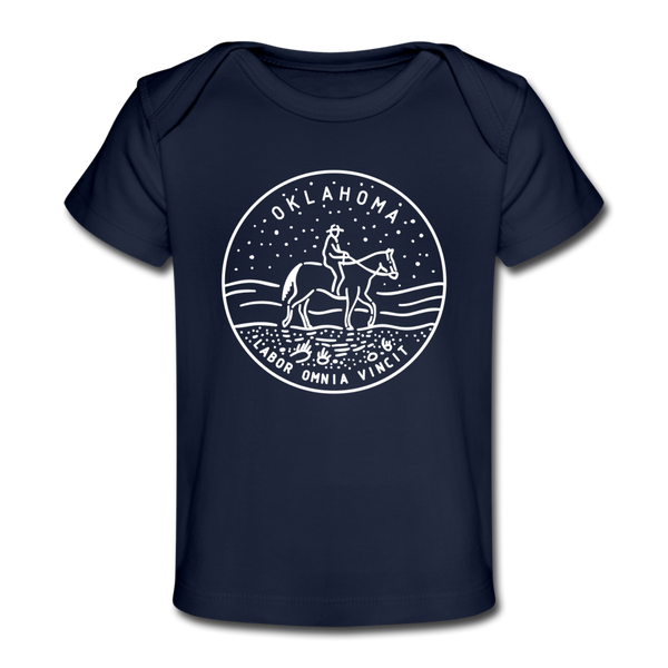 Oklahoma Baby T-Shirt - Organic State Design Oklahoma Infant T-Shirt - dark navy