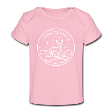 Pennsylvania Baby T-Shirt - Organic State Design Pennsylvania Infant T-Shirt - light pink