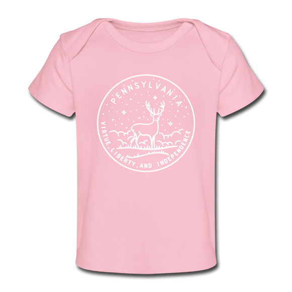 Pennsylvania Baby T-Shirt - Organic State Design Pennsylvania Infant T-Shirt - light pink