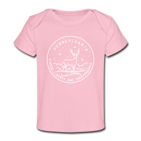 Pennsylvania Baby T-Shirt - Organic State Design Pennsylvania Infant T-Shirt - light pink