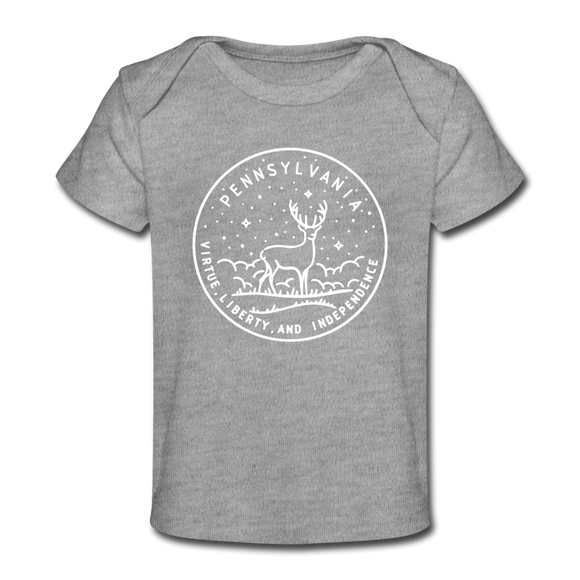 Pennsylvania Baby T-Shirt - Organic State Design Pennsylvania Infant T-Shirt - heather gray