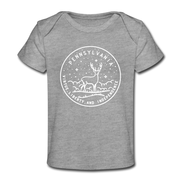 Pennsylvania Baby T-Shirt - Organic State Design Pennsylvania Infant T-Shirt - heather gray