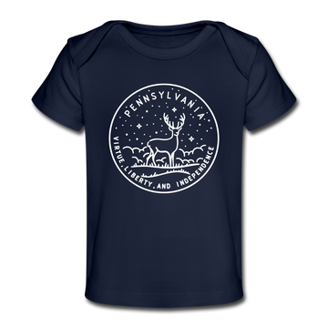 Pennsylvania Baby T-Shirt - Organic State Design Pennsylvania Infant T-Shirt - dark navy