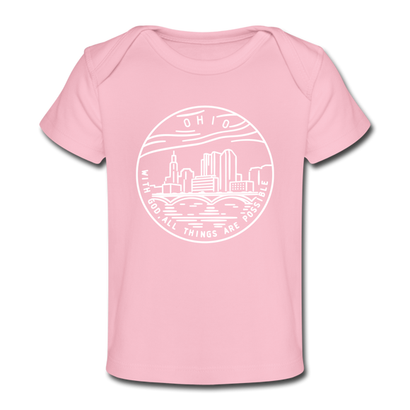Ohio Baby T-Shirt - Organic State Design Ohio Infant T-Shirt - light pink