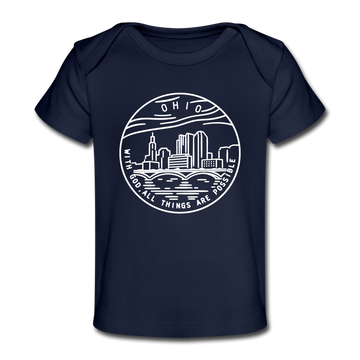 Ohio Baby T-Shirt - Organic State Design Ohio Infant T-Shirt - dark navy