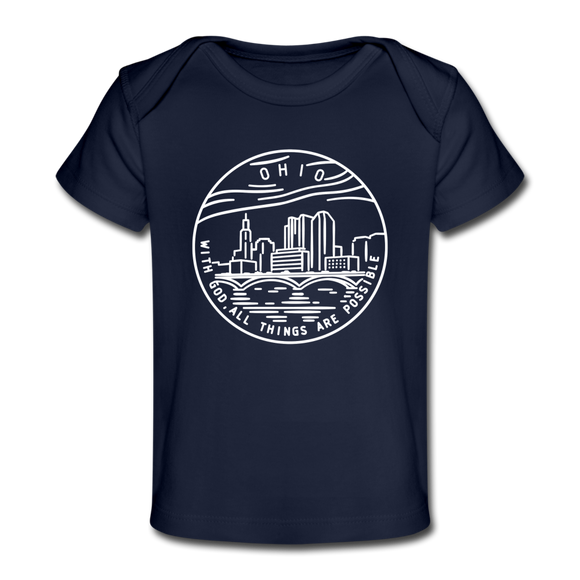 Ohio Baby T-Shirt - Organic State Design Ohio Infant T-Shirt - dark navy