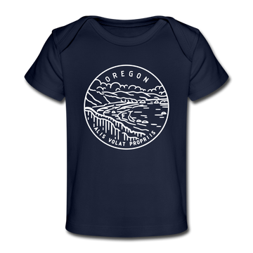 Oregon Baby T-Shirt - Organic State Design Oregon Infant T-Shirt - dark navy