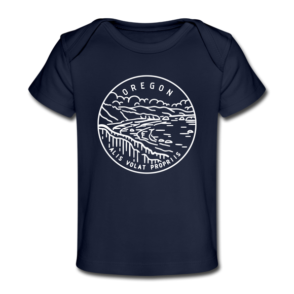 Oregon Baby T-Shirt - Organic State Design Oregon Infant T-Shirt - dark navy