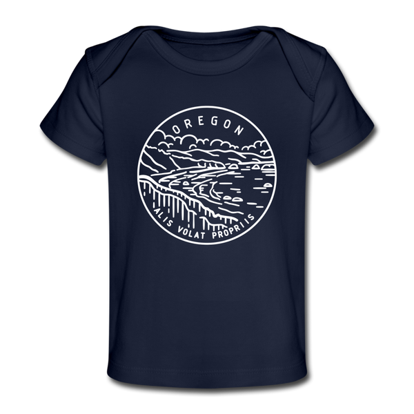 Oregon Baby T-Shirt - Organic State Design Oregon Infant T-Shirt - dark navy