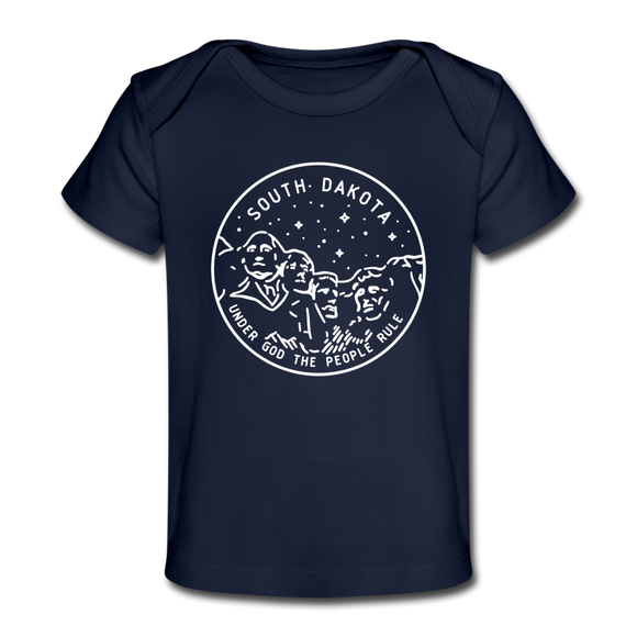 South Dakota Baby T-Shirt - Organic State Design South Dakota Infant T-Shirt - dark navy