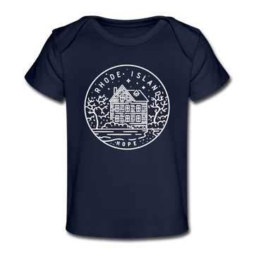 Rhode Island Baby T-Shirt - Organic State Design Rhode Island Infant T-Shirt - dark navy