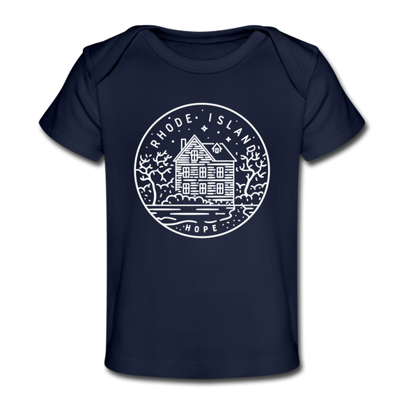 Rhode Island Baby T-Shirt - Organic State Design Rhode Island Infant T-Shirt - dark navy