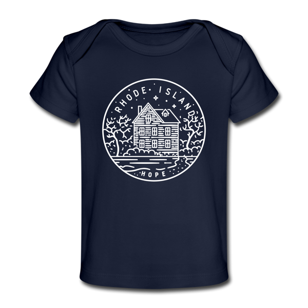 Rhode Island Baby T-Shirt - Organic State Design Rhode Island Infant T-Shirt - dark navy