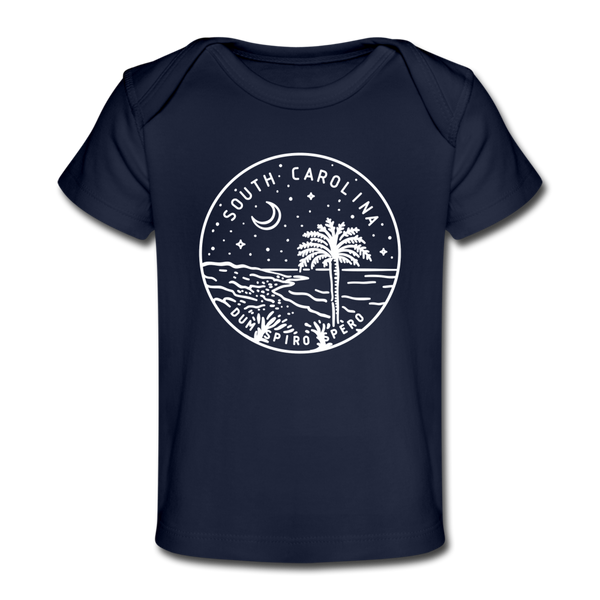 South Carolina Baby T-Shirt - Organic State Design South Carolina Infant T-Shirt - dark navy