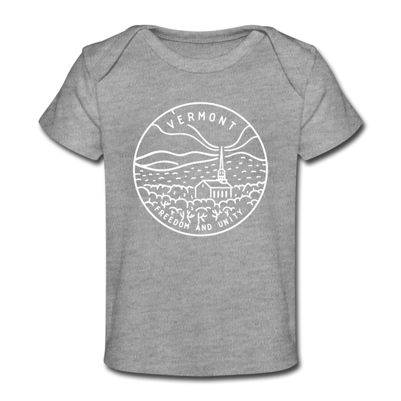 Vermont Baby T-Shirt - Organic State Design Vermont Infant T-Shirt - heather gray