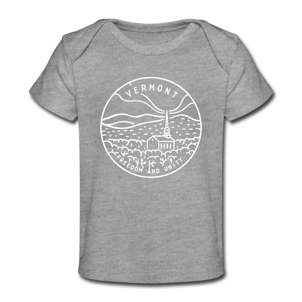 Vermont Baby T-Shirt - Organic State Design Vermont Infant T-Shirt - heather gray