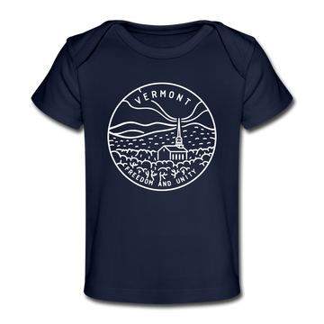 Vermont Baby T-Shirt - Organic State Design Vermont Infant T-Shirt - dark navy