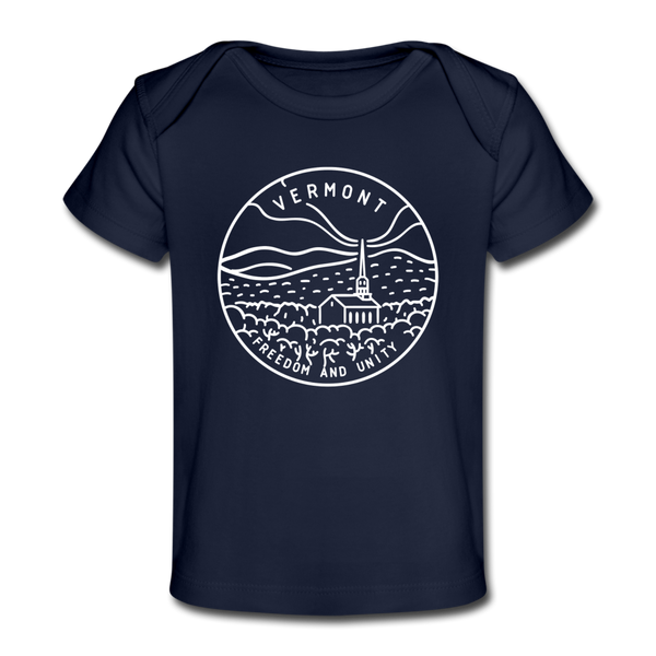 Vermont Baby T-Shirt - Organic State Design Vermont Infant T-Shirt - dark navy
