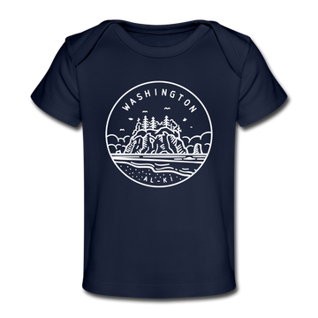Washington Baby T-Shirt - Organic State Design Washington Infant T-Shirt - dark navy