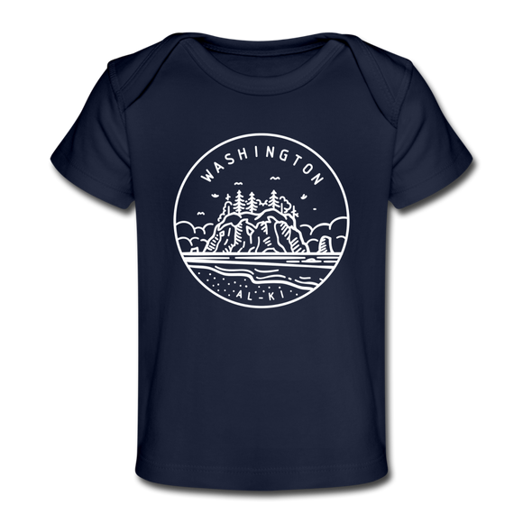 Washington Baby T-Shirt - Organic State Design Washington Infant T-Shirt - dark navy