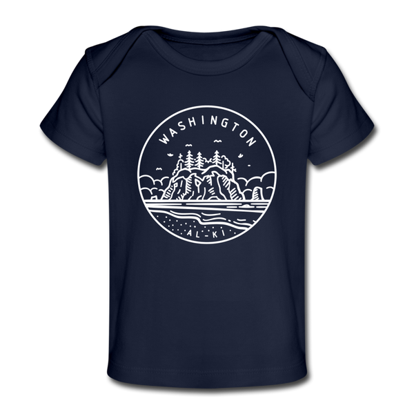 Washington Baby T-Shirt - Organic State Design Washington Infant T-Shirt - dark navy