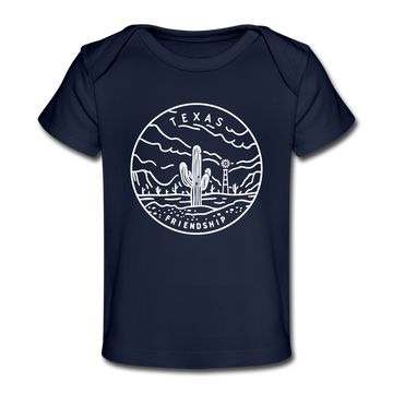 Texas Baby T-Shirt - Organic State Design Texas Infant T-Shirt - dark navy
