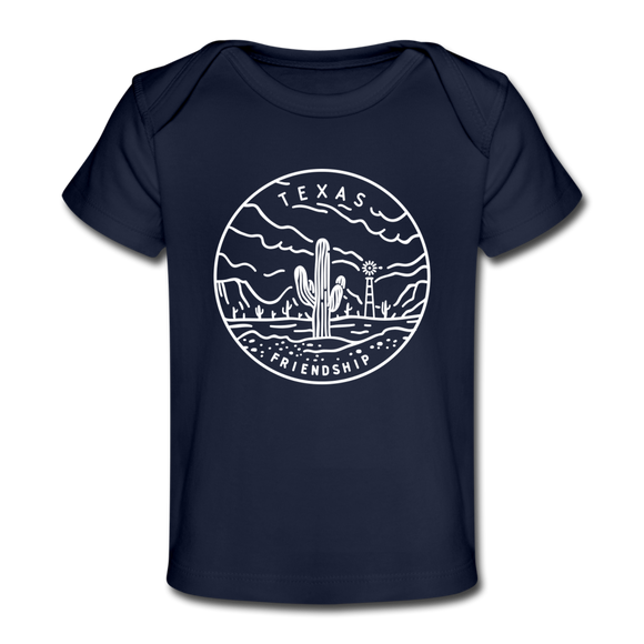 Texas Baby T-Shirt - Organic State Design Texas Infant T-Shirt - dark navy