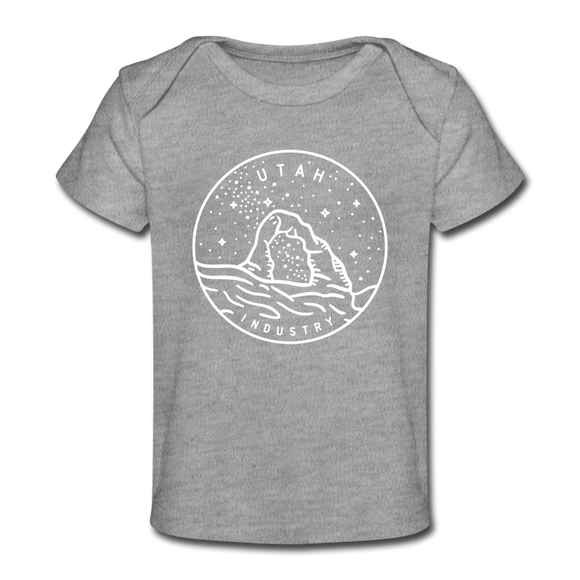 Utah Baby T-Shirt - Organic State Design Utah Infant T-Shirt - heather gray