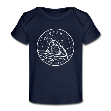Utah Baby T-Shirt - Organic State Design Utah Infant T-Shirt - dark navy