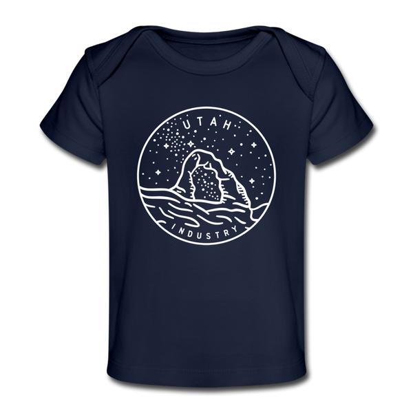 Utah Baby T-Shirt - Organic State Design Utah Infant T-Shirt - dark navy