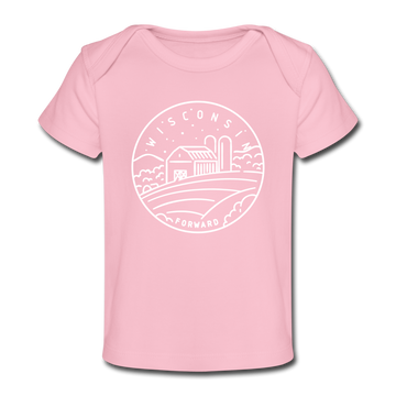 Wisconsin Baby T-Shirt - Organic State Design Wisconsin Infant T-Shirt - light pink
