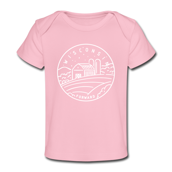 Wisconsin Baby T-Shirt - Organic State Design Wisconsin Infant T-Shirt - light pink